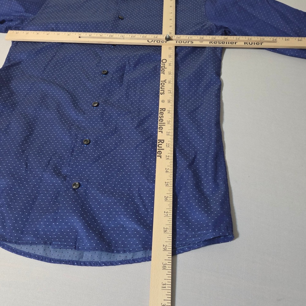 Eton Dress Shirt Men M Blue Polka Dot Slim Fit Long Sleeve Button Up 15.75 40 - Picture 6 of 7